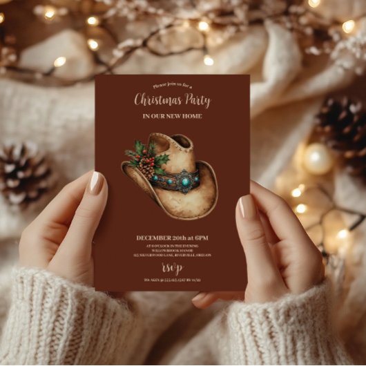 Invitation Western Cowboy Hat Christmas 9 Photo