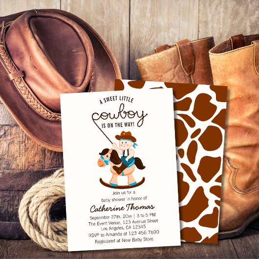 Invitation Western Cowboy Rocking Horse Boy Baby shower