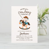 Invitation Western Cowboy Rocse Horse Boy Anniversaire (Debout devant)