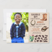 Invitation Western Cowboy Rodeo Boys Photo Anniversaire (Devant)