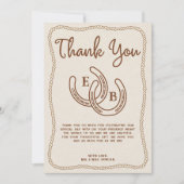 Invitation Western Cowboy Rope Horseshoe Photo Thank You Card (Devant)