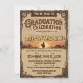 Invitation Western Cowboy Silhouette Graduation Celebration  (Devant)