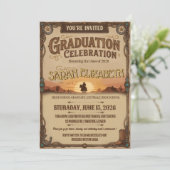 Invitation Western Cowboy Silhouette Graduation Celebration  (Debout devant)