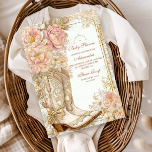 Invitation Western Cowgirl Boots Baby shower Floral