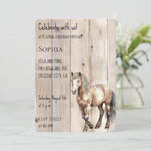 Invitation Western Cowgirl Cowboy Horse Faux Wood Anniversair