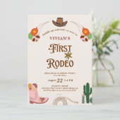 Invitation Western Cowgirl First Rodeo Anniversaire Invitatio (Debout devant)