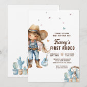 Invitation Western Cowgirl Premier Rodéo fête d'anniversaire (Devant / Derrière)