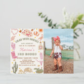 Invitation Western Cowgirl Rodeo Anniversaire Photo Invitatio (Debout devant)