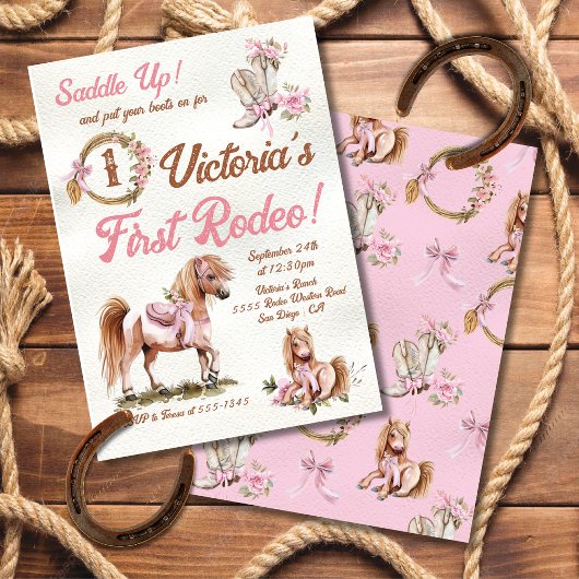 Invitation Western Cowgirl Rodeo Pony Bow Pony Anniversaire
