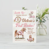 Invitation Western Cowgirl Rodeo Pony Bow Pony Anniversaire (Debout devant)