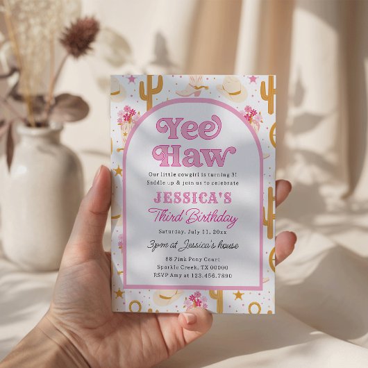 Invitation Western Cowgirl Third Rodeo 3rd Birthday Party
