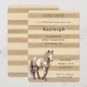 Invitation Western Cream Stripes Horse Anniversaire (Devant / Derrière)