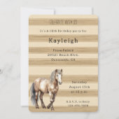 Invitation Western Cream Stripes Horse Anniversaire (Devant)