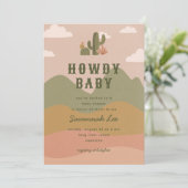 Invitation Western Desert Cactus Howdy Baby shower (Debout devant)
