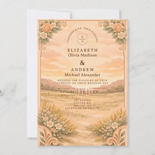 Invitation Western Desert Canyon Wedding (Devant)