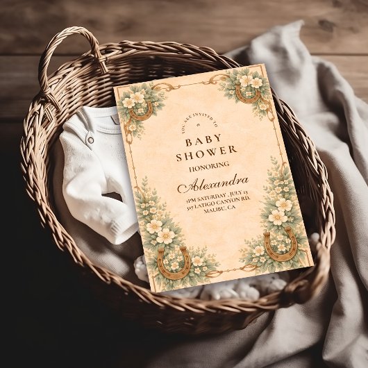 Invitation Western Desert Horseshoe Baby Shower