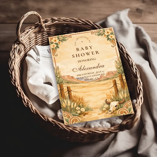 Invitation Western Desert Wildflower Baby Shower