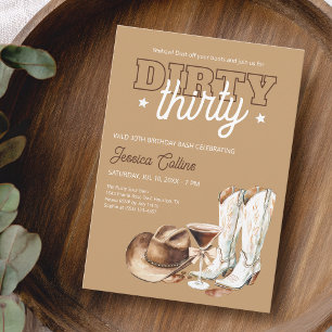 Invitation Western Dirty Thirty Cowgirl 30th Birthday Party