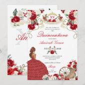 Invitation Western Fairytale Red Cowgirl Quinceañera (Devant / Derrière)