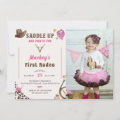 Invitation Western First Birday Rodeo Photo (Devant)