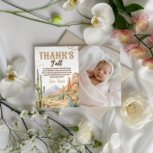 Invitation Western First Birthday Photo Thank You