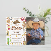 Invitation Western First Birthday Rodeo Baby Photo (Debout devant)