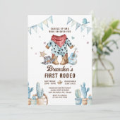 Invitation Western First Rodeo Baby Boy Anniversaire (Debout devant)