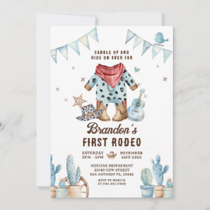 Invitation Western First Rodeo Baby Boy Anniversaire