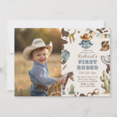 Invitation Western First Rodeo Boy photo de 1er anniversaire (Devant)