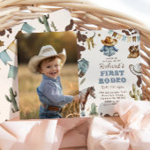 Invitation Western First Rodeo Boy photo de 1er anniversaire