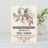 Invitation Western First Rodeo Cowboy 1er anniversaire (Debout devant)