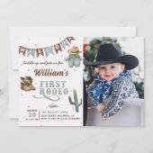 Invitation Western First Rodeo Cowboy Photo d'anniversaire (Devant)