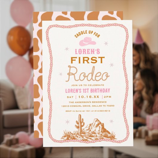 Invitation Western First Rodeo Cowgirl 1st Birthday