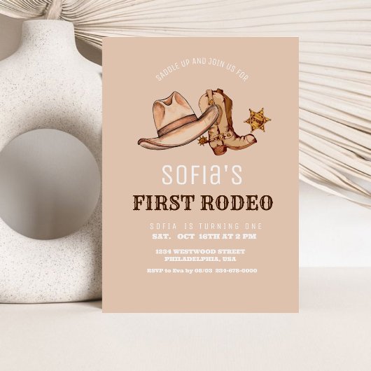 Invitation Western First Rodeo Cowgirl Anniversaire Cowboy