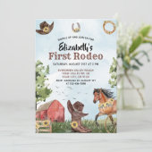 Invitation Western First Rodeo Horse Grange 1er Anniversaire (Debout devant)