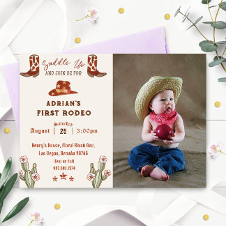 Invitation Western First Rodeo Photo d'anniversaire
