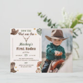Invitation Western First Rodeo Rustic Anniversaire Photo (Debout devant)