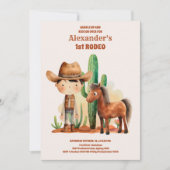 Invitation Western First Rodeo Wild West Cowboy 1er anniversa (Devant)