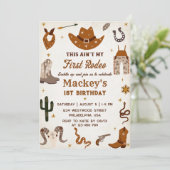 Invitation Western First Rodeo Wild West Cowboy Anniversaire (Debout devant)