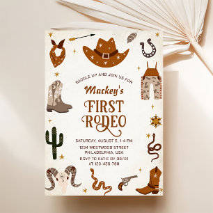 Invitation Western First Rodeo Wild West Cowboy Anniversaire