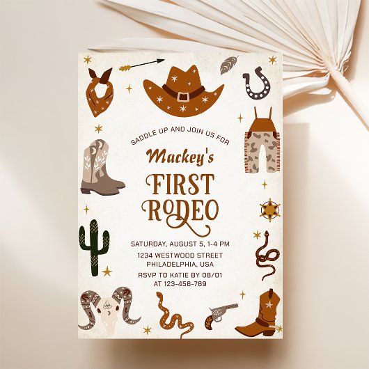 Invitation Western First Rodeo Wild West Cowboy Anniversaire