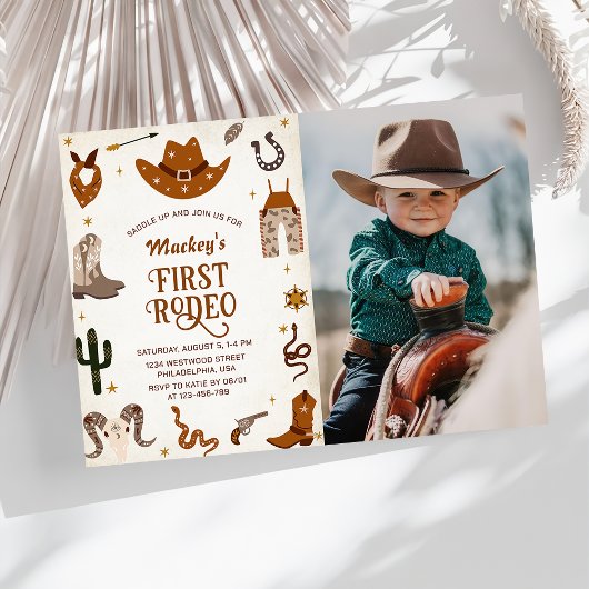 Invitation Western First Rodeo Wild West Cowboy Anniversaire