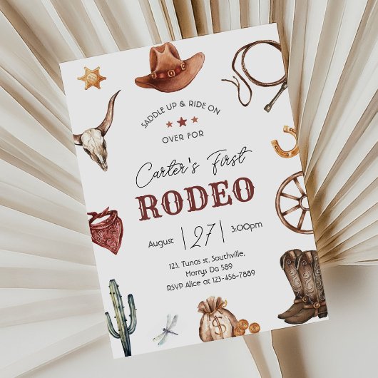 Invitation Western First Rodeo Wild West Cowboy Anniversaire