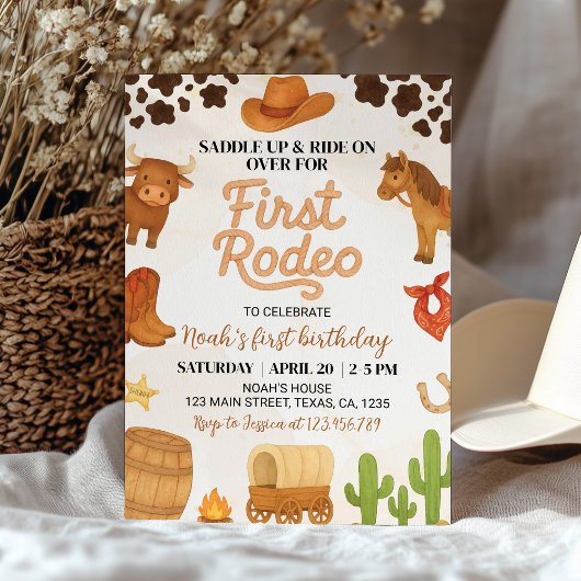 Invitation Western First Rodeo Wild West Cowboy Anniversaire