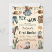 Invitation Western First Rodeo Wild West Cowboy Anniversaire (Devant)