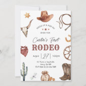 Invitation Western First Rodeo Wild West Cowboy Anniversaire (Devant)