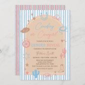 Invitation Western Gender Reveal Cowboy or Cowgirl Stripe (Devant / Derrière)