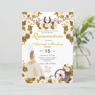 Invitation Western Gold Ivory Charro Cowgirl Quinceañera