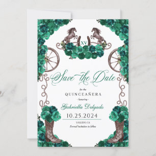 Invitation Western Green Charro Sauvez La Date Quinceañera