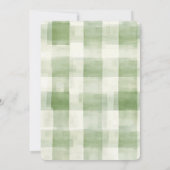 Invitation Western Green Cream Plaid Stripes Baby shower chic (Dos)